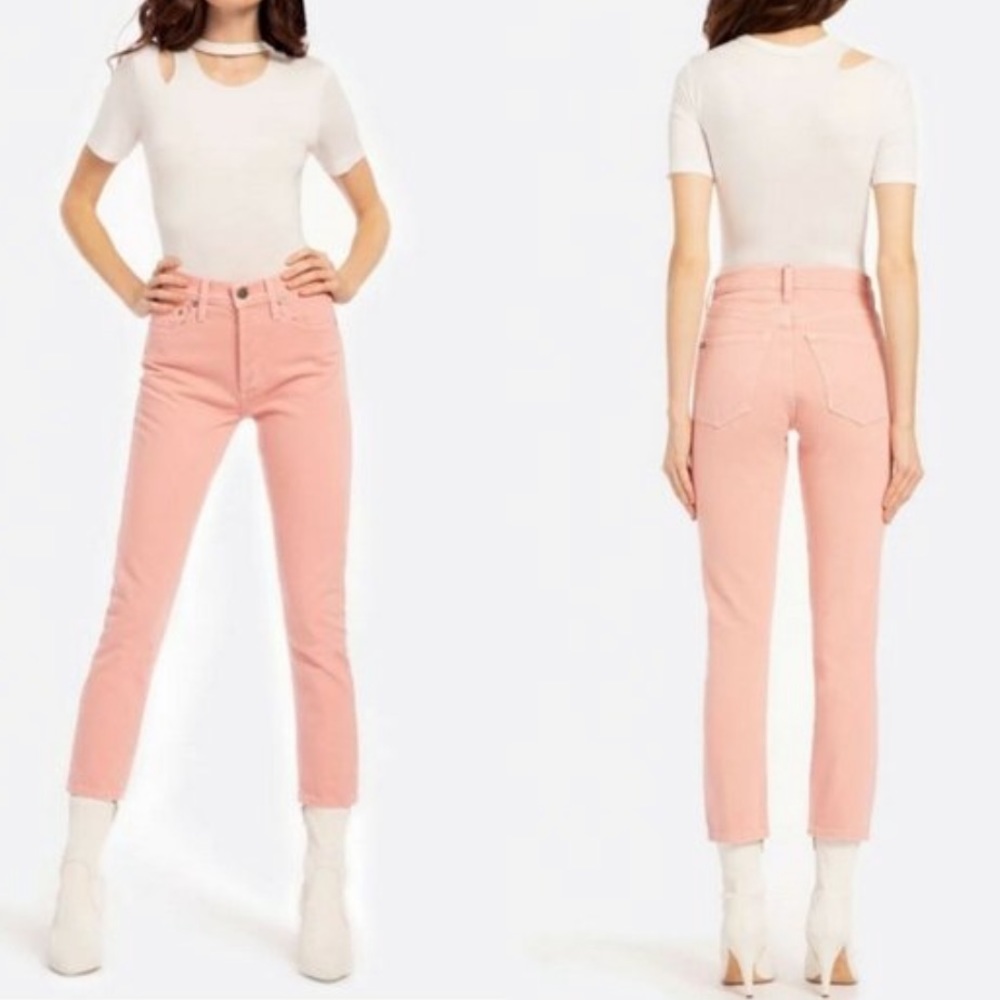 Alice & Olivia Pink High Rise Girlfriend Jeans